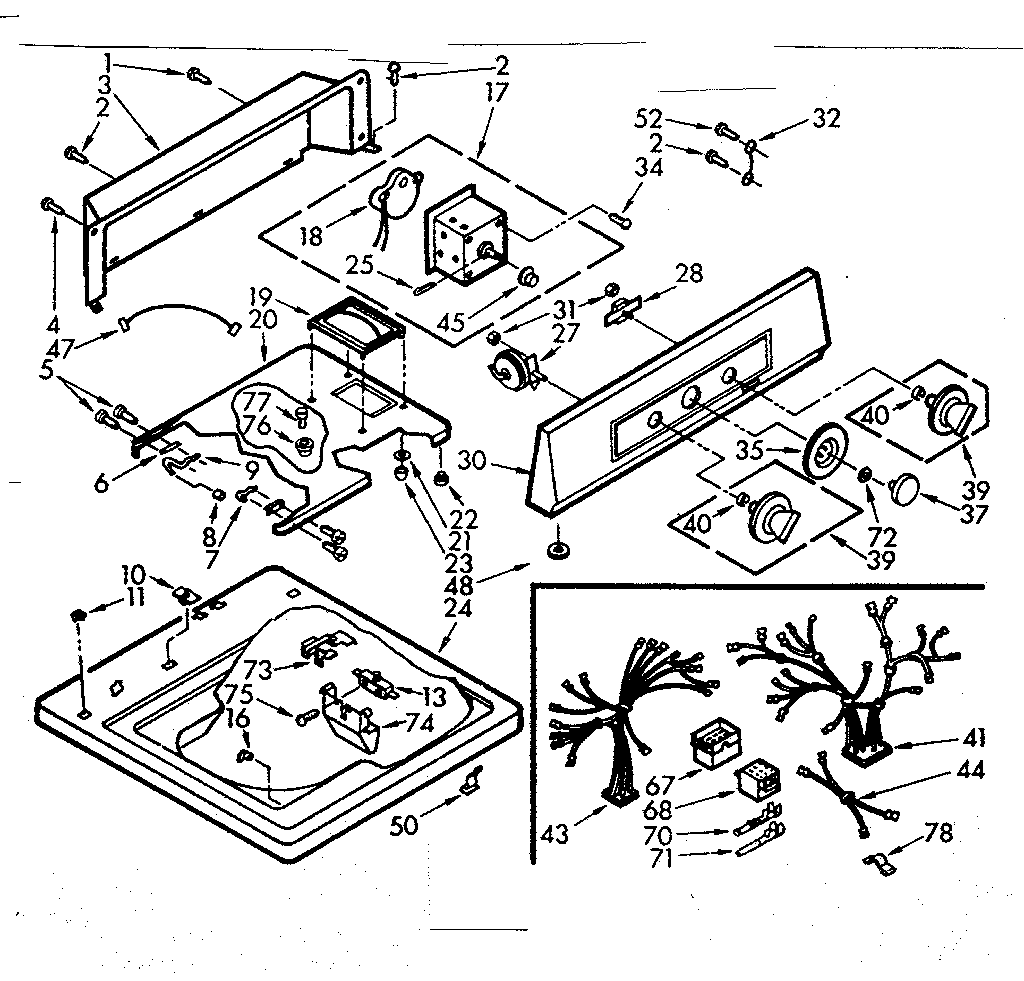 Kenmore 1107005503 top and console assembly diagram