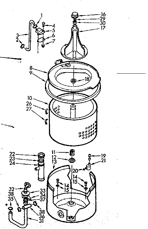 Kenmore 1107005554 tub and basket assembly diagram
