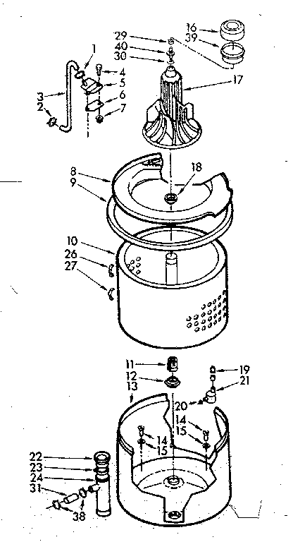Kenmore 1107004610 tub and basket assembly diagram