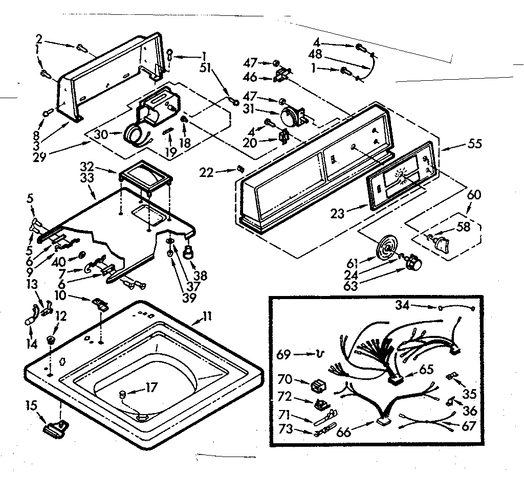 Kenmore 1107004610 top and console assembly diagram