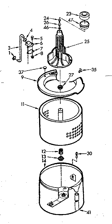 Kenmore 1107004666 tub and basket assembly diagram