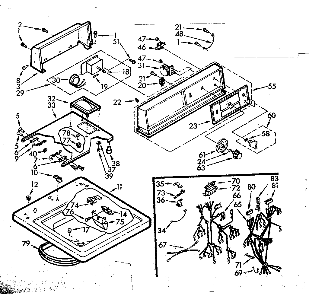Kenmore 1107004666 top and console assembly diagram