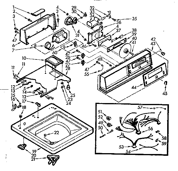 Kenmore 1107004701 top and console assembly diagram
