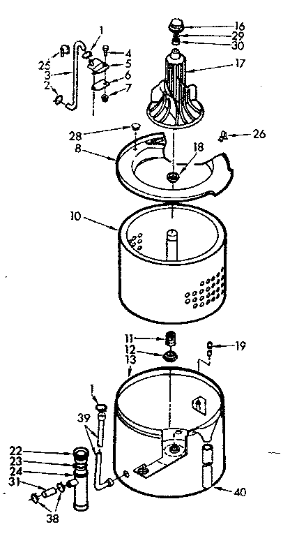 Kenmore 1107005702 tub and basket assembly diagram