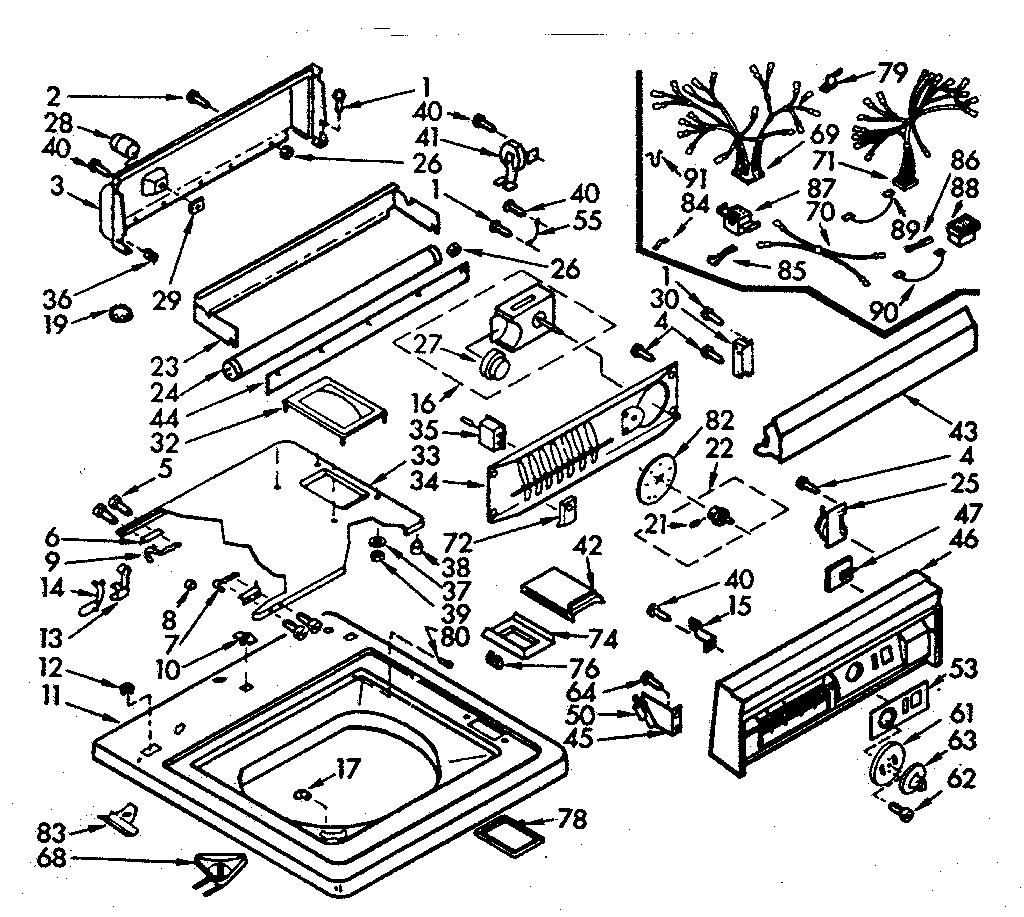 Kenmore 1107005953 top and console assembly diagram