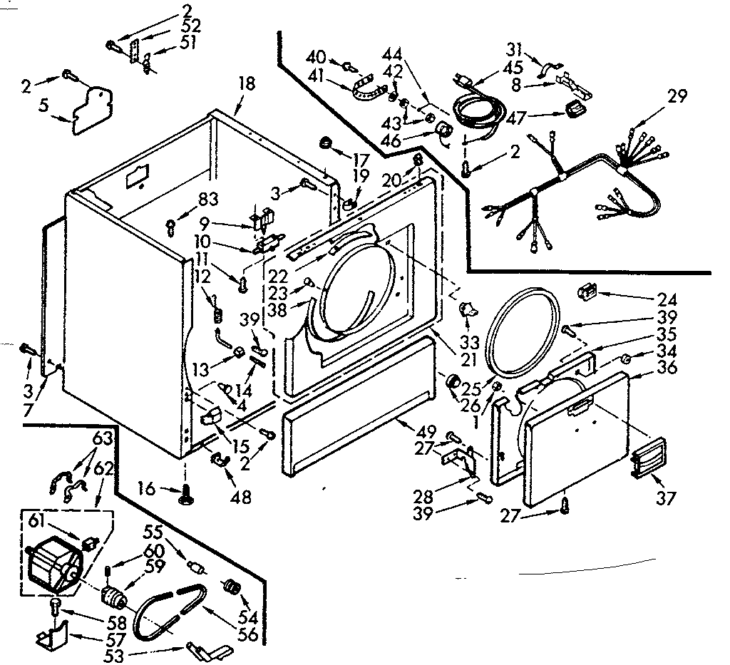 Kenmore 1107007601 cabinet assembly diagram