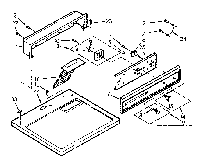 Kenmore 1107008400 top and console assembly diagram