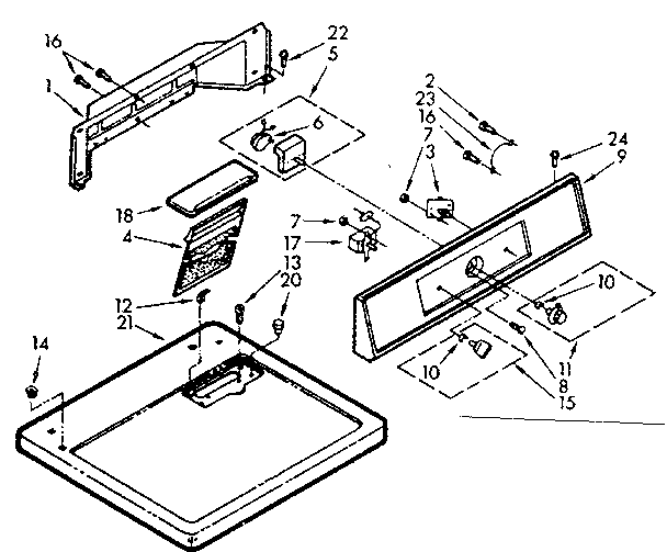 Kenmore 1107008510 top and console assembly diagram