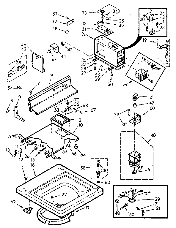 Kenmore 1107014010 top and console diagram