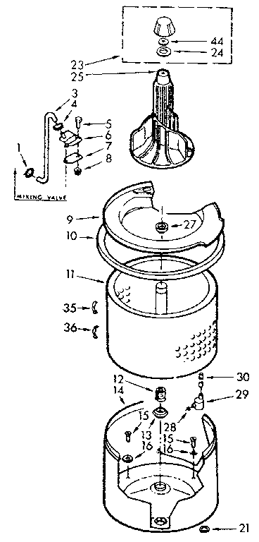 Kenmore 1107014020 tub and basket assembly diagram