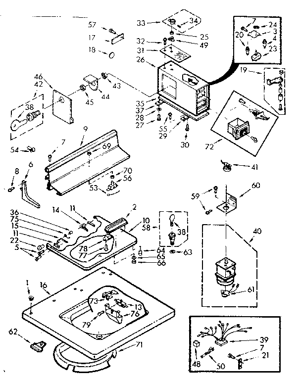 Kenmore 1107014021 top and console diagram