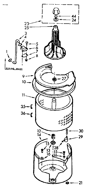 Kenmore 1107014021 tub and basket assembly diagram