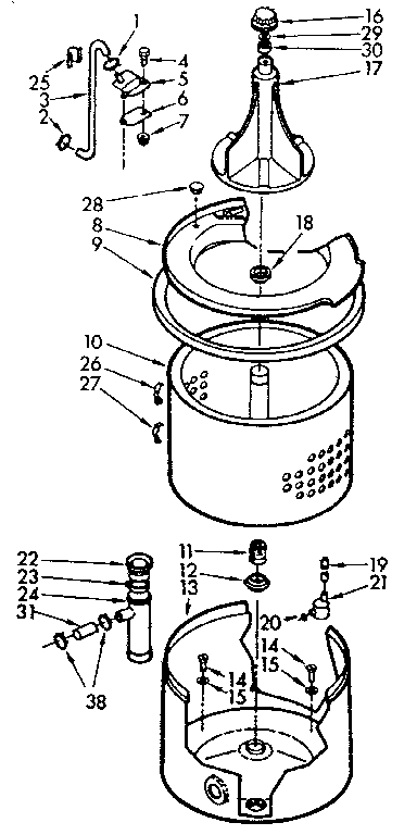 Kenmore 1107014501 tub and basket assembly diagram