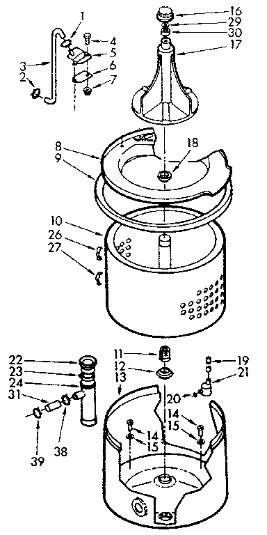 Kenmore 1107014553 tub and basket assembly diagram