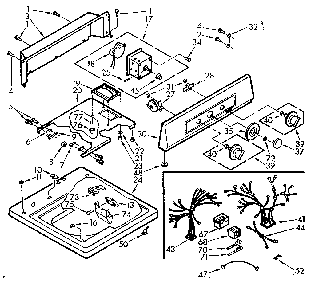Kenmore 1107014553 top and console assembly diagram
