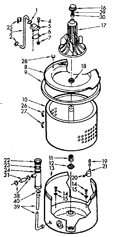Kenmore 1107015601 tub and basket assembly diagram