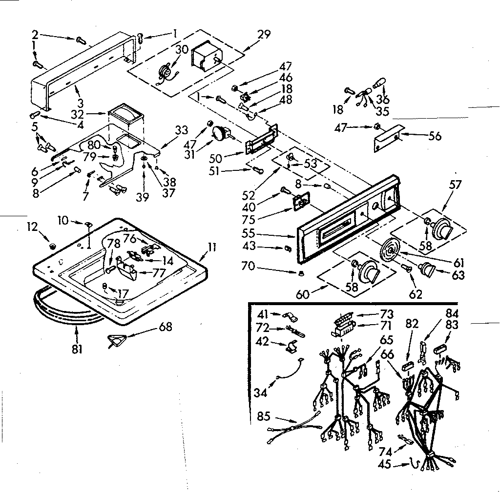 Kenmore 1107015613 top and console assembly diagram