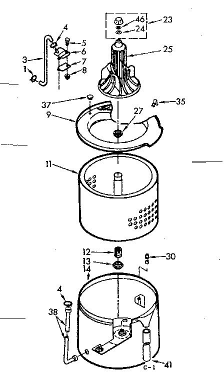 Kenmore 1107015672 tub and basket assembly diagram