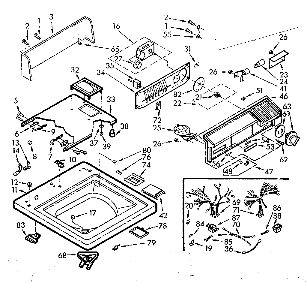 Kenmore 1107015802 top and console assembly diagram
