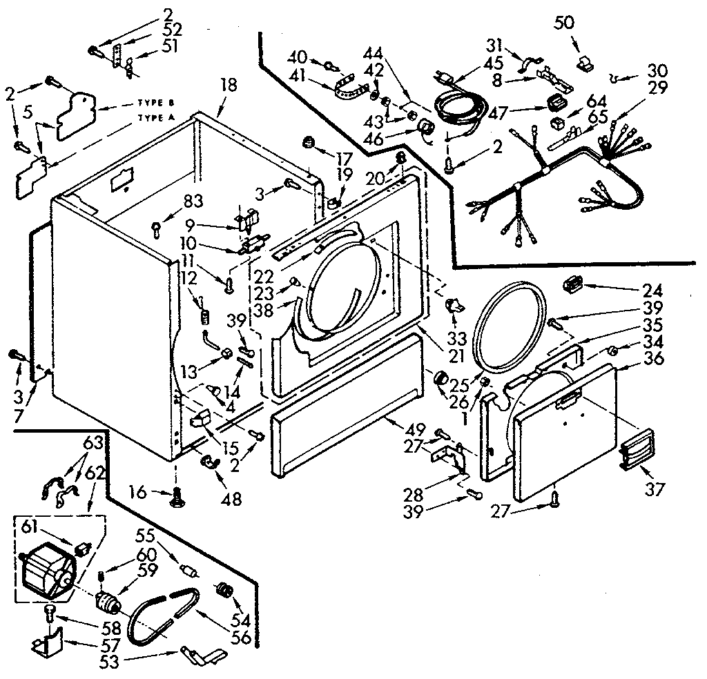 Kenmore 1107017000 cabinet assembly diagram