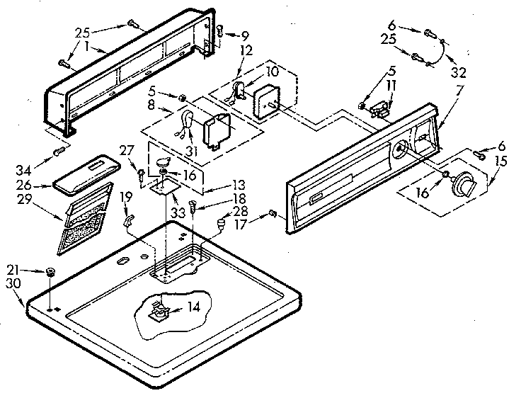 Kenmore 1107017620 top and console assembly diagram