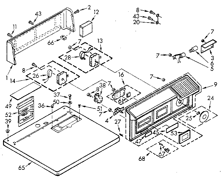 Kenmore 1107017800 top and console assembly diagram