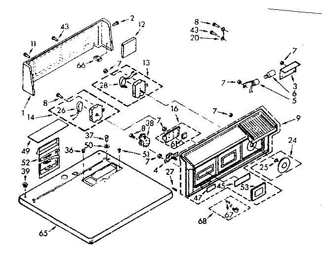 Kenmore 1107017801 top and console assembly diagram