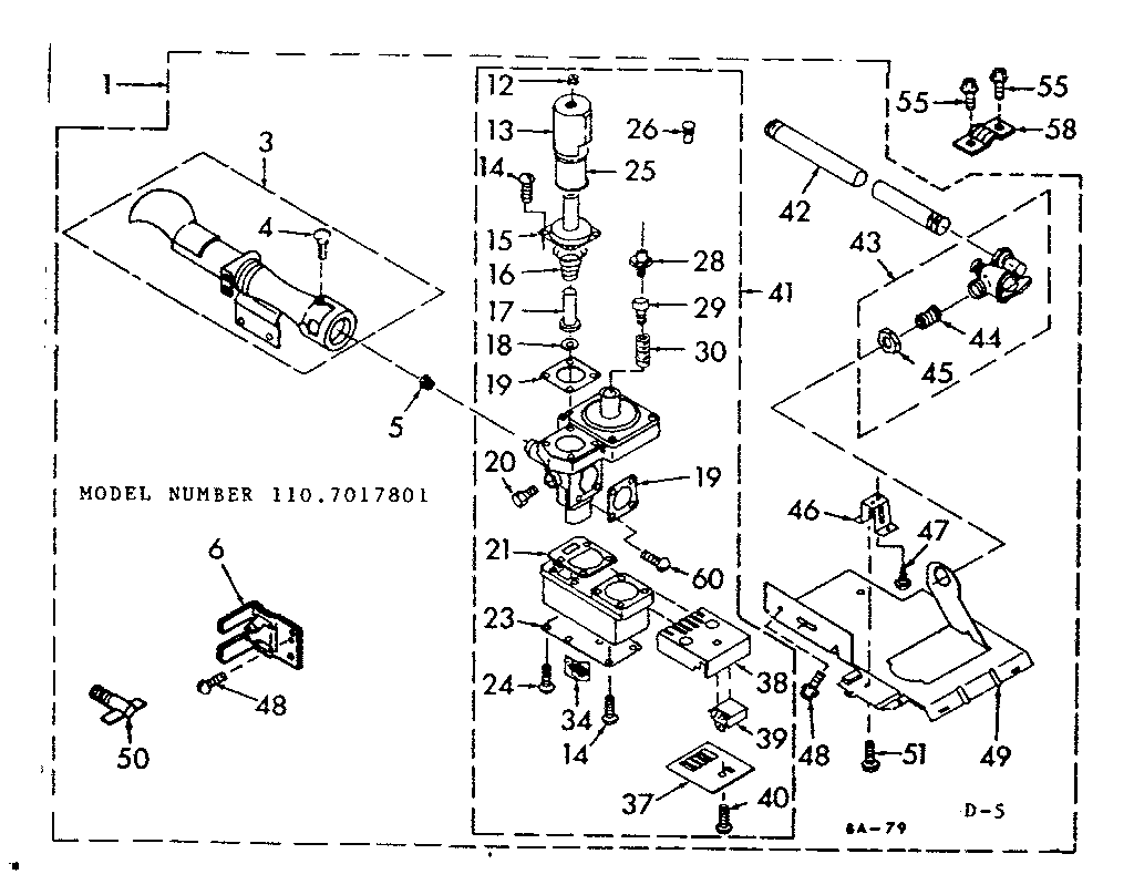 Kenmore 1107017801 burner assembly diagram