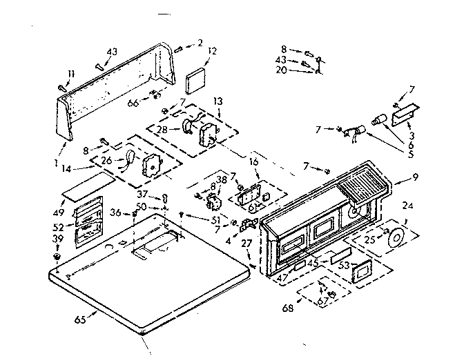 Kenmore 1107018800 top and console assembly diagram