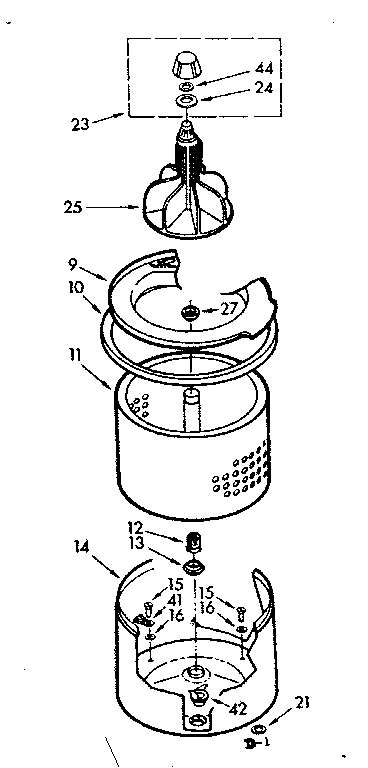 Kenmore 1107033101 tub and basket assembly diagram