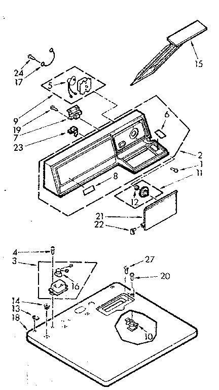 Kenmore 1107057700 top and console assembly diagram