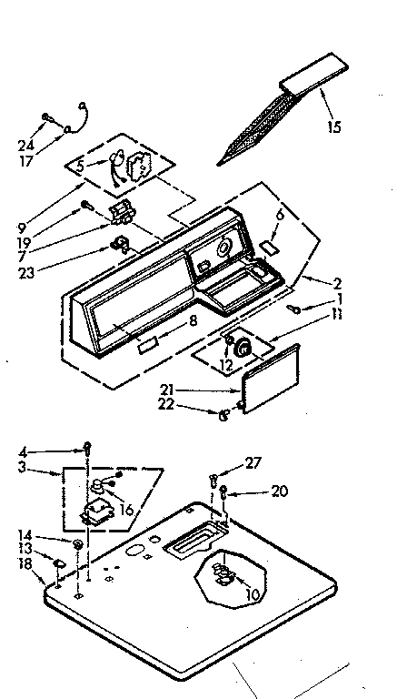 Kenmore 1107058700 top and console assembly diagram