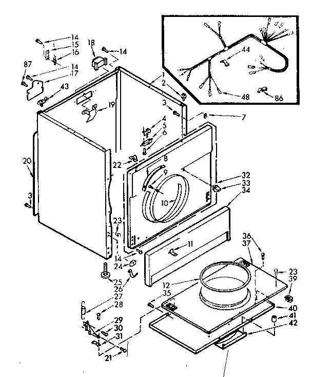 Kenmore 1107058701 cabinet assembly diagram