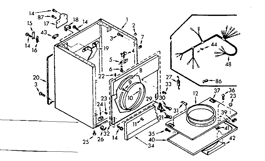 Kenmore 1107058720 cabinet assembly diagram