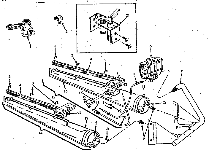 ICP CG-105DA burner & manifold assembly (with natural gas) diagram
