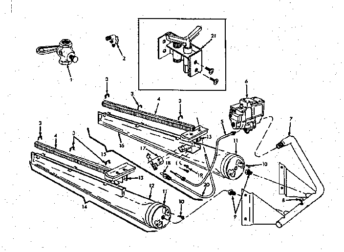 ICP CG-105DA burner & manifold assembly (with lp gas) diagram