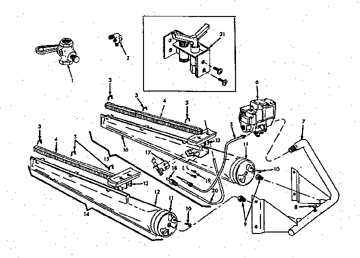 ICP CG-105DA burner & manifold assembly (with nat. - mfg. gas) diagram