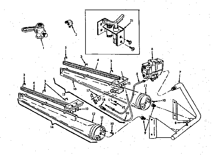 ICP CG-105DA burner & manifold assembly (with nat. - sur gas) diagram