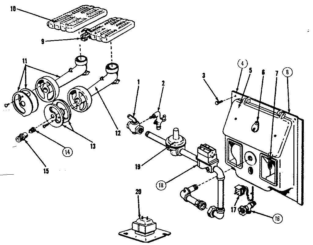 Kenmore 229156 burner and manifold assembly diagram