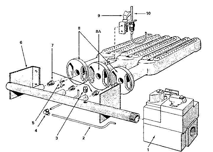 Kenmore 229962560 gas burners and manifold parts diagram