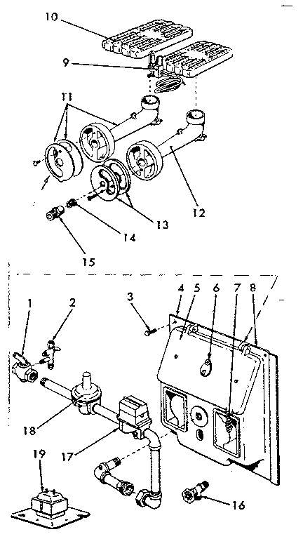 Kenmore 229120 burner & manifold diagram