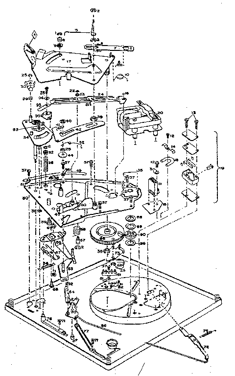 LXI 17129240500 bsr record changer - bottom view diagram