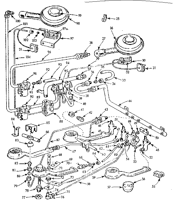 Kenmore 103700900 burner section diagram