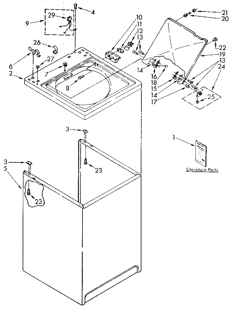 Kenmore 11081860700 top and cabinet diagram