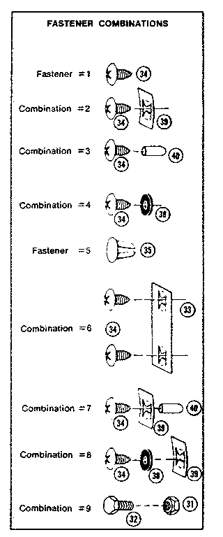 Sears 69660455 fastener combinations diagram