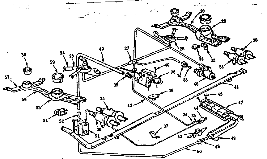 Kenmore 103252011 burner section diagram