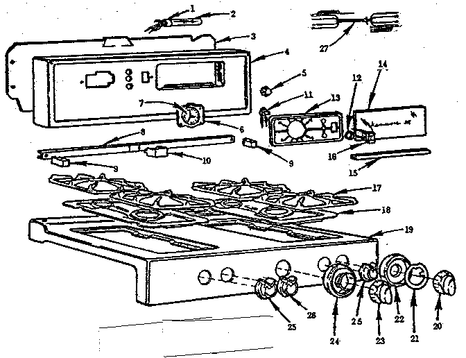 Kenmore 103252060 backguard and main top diagram
