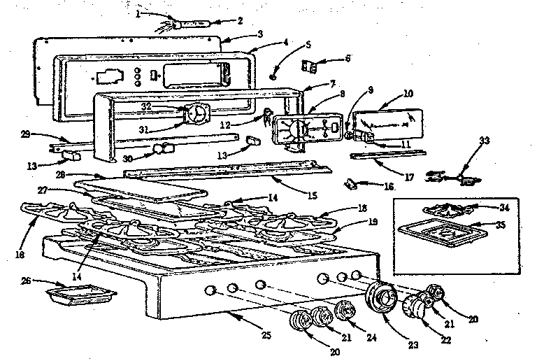 Kenmore 103253000 backguard and main top diagram