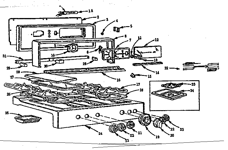 Kenmore 103253011 for backguard and main top                and main top diagram