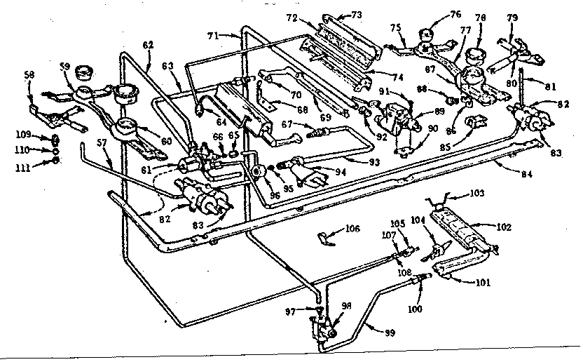 Kenmore 103254010 burner section diagram